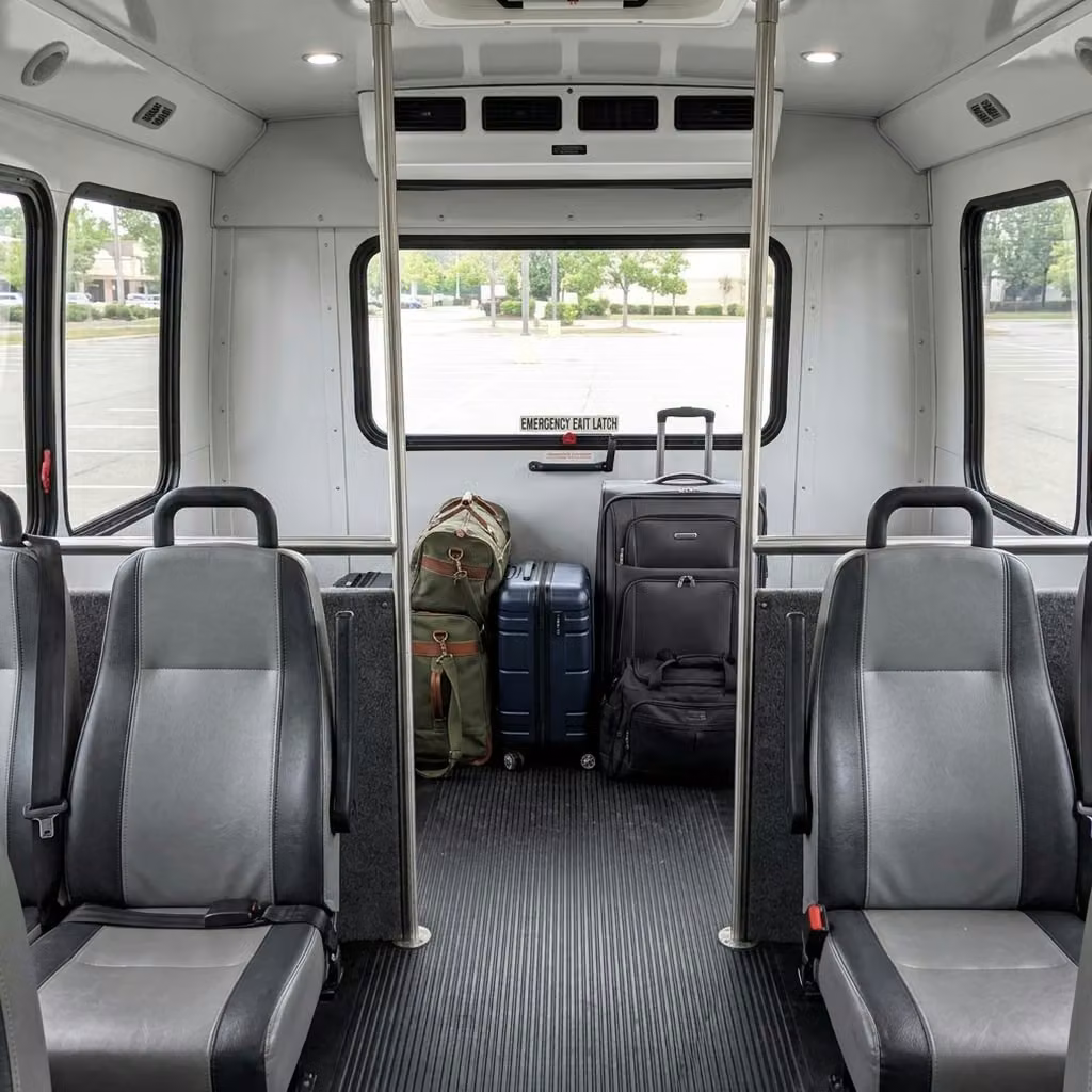 banning 28 passenger minibus luggage area