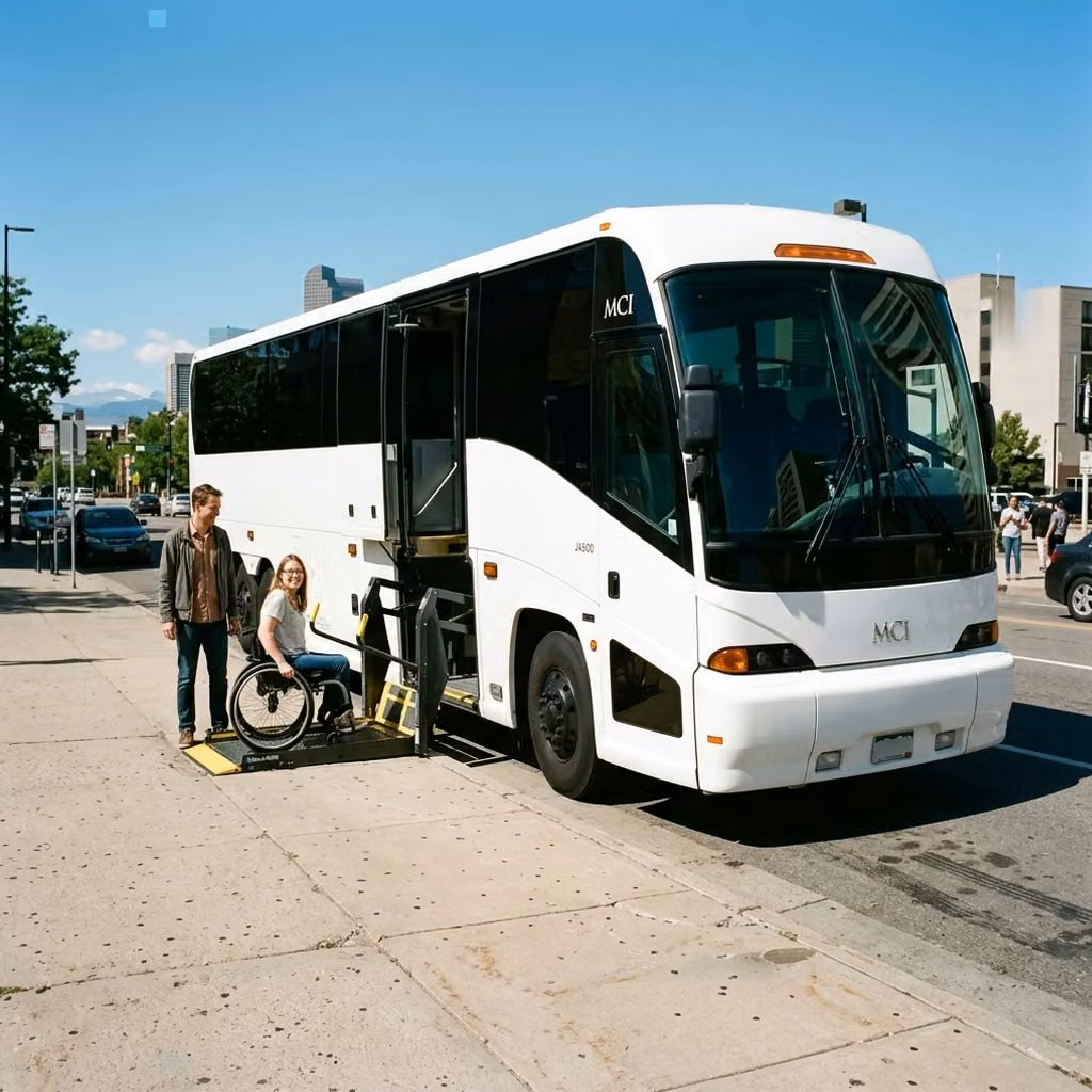 banning 56 passenger charter bus wheelchair lift