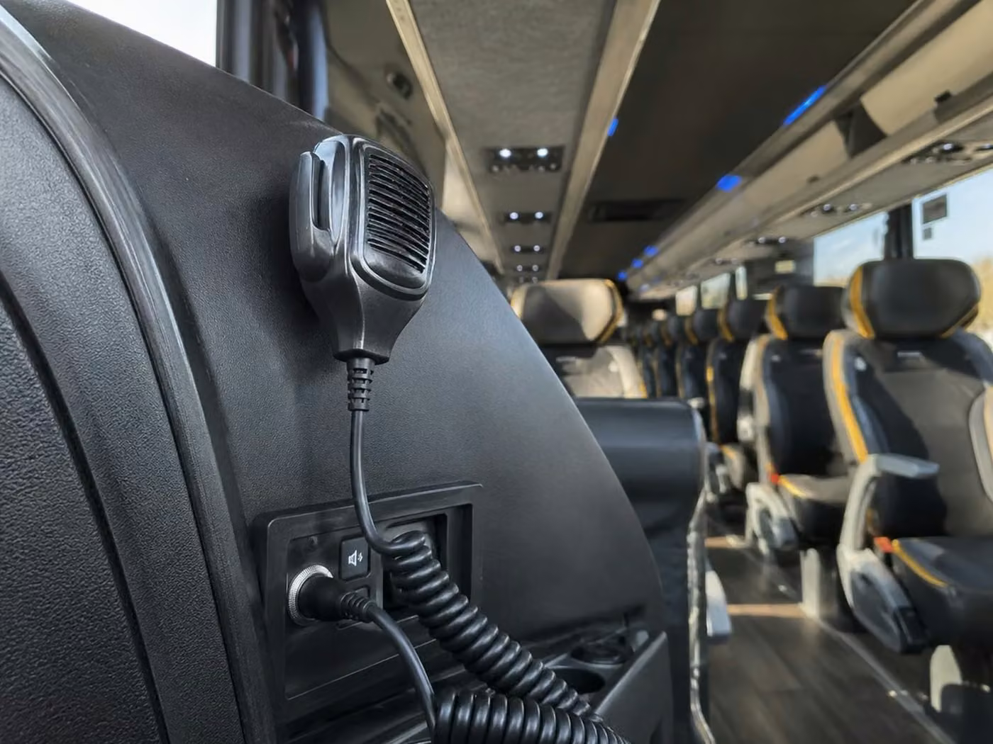 banning charter bus pa system